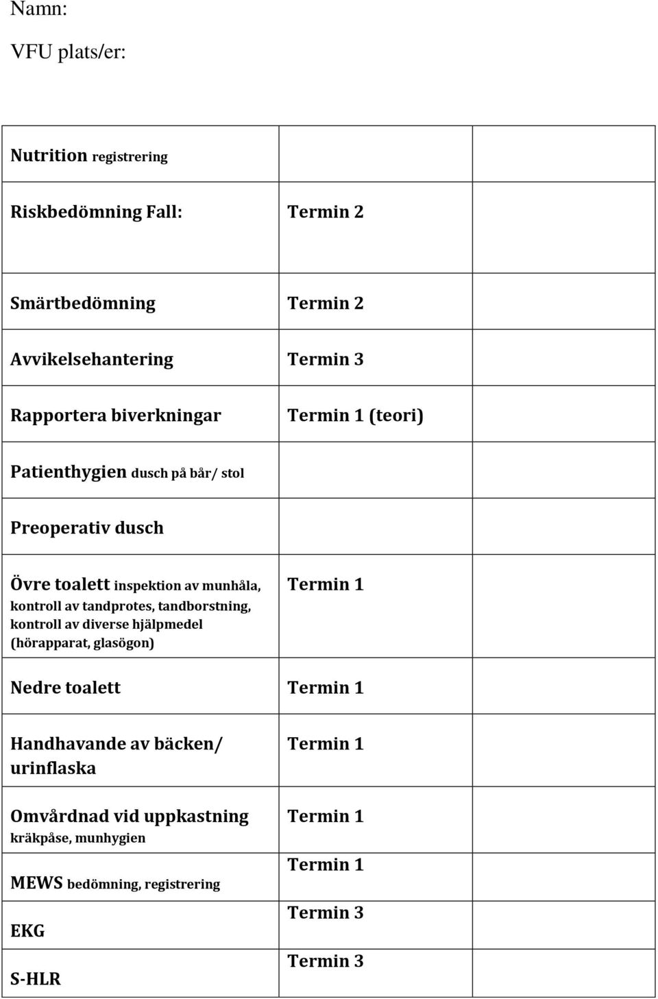 av tandprotes, tandborstning, kontroll av diverse hjälpmedel (hörapparat, glasögon) Nedre toalett