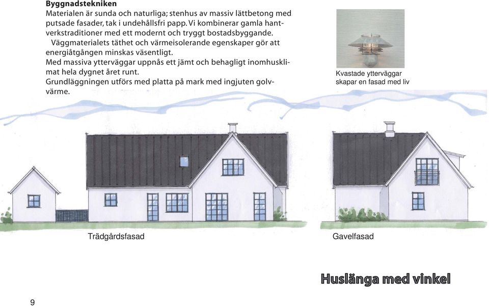 Väggmaterialets täthet och värmeisolerande egenskaper gör att energiåtgången minskas väsentligt.