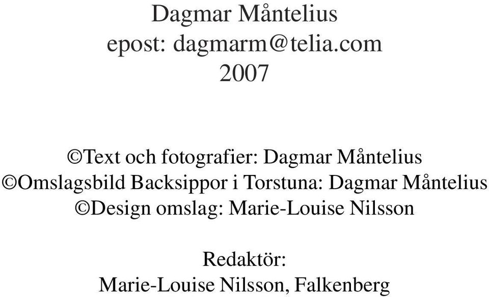 Omslagsbild Backsippor i Torstuna: Dagmar Måntelius