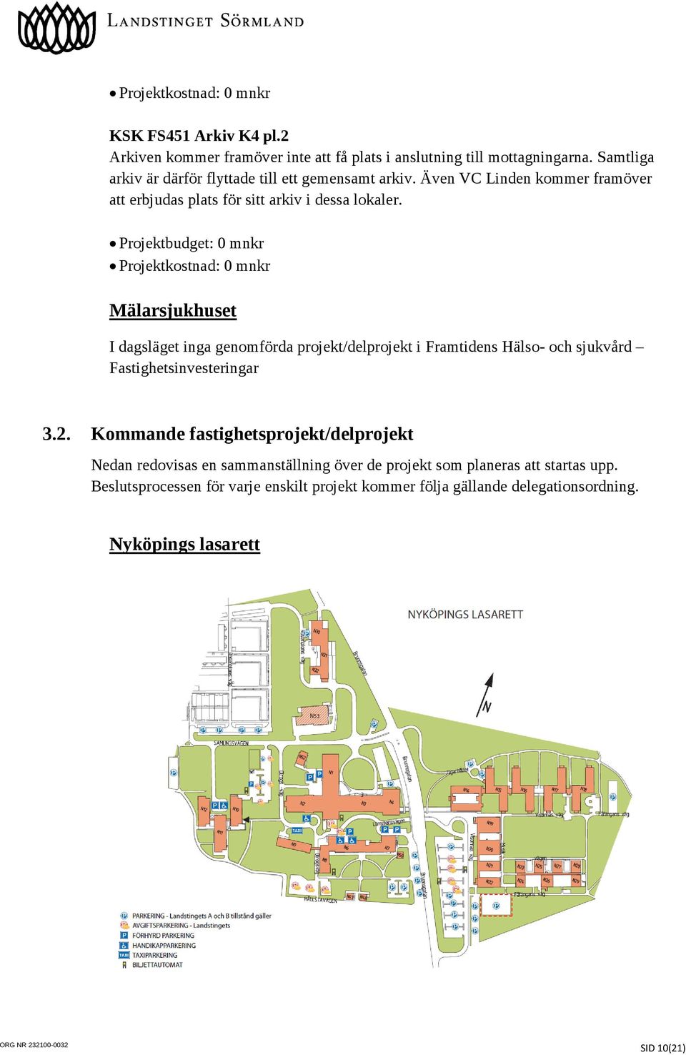 Projektbudget: 0 mnkr Projektkostnad: 0 mnkr Mälarsjukhuset I dagsläget inga genomförda projekt/delprojekt i Framtidens Hälso- och sjukvård Fastighetsinvesteringar 3.