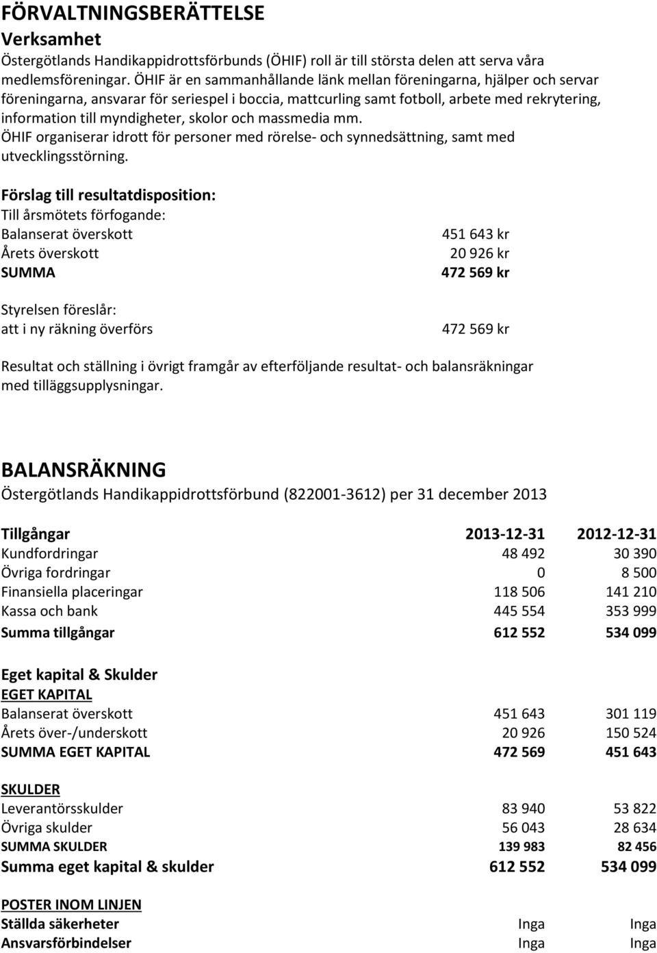 skolor och massmedia mm. ÖHIF organiserar idrott för personer med rörelse- och synnedsättning, samt med utvecklingsstörning.