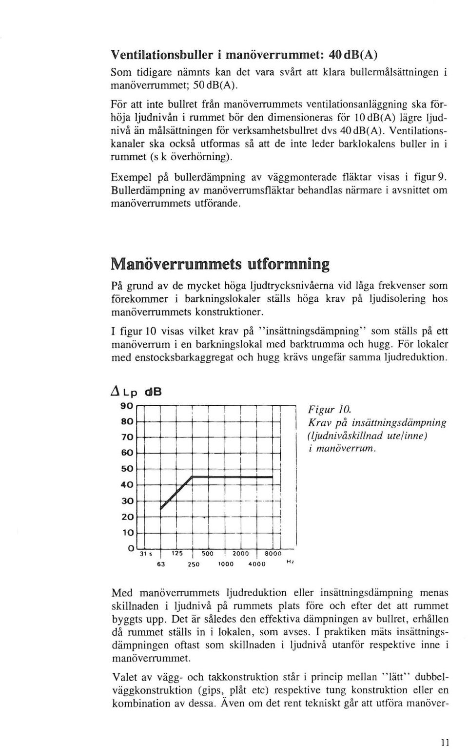 Ventilationskanaler ska också utformas så att de inte leder bark lokalens buller in i rummet (s k överhörning). Exempel på bullerdämpning av väggmonterade fläktar visas i figur 9.