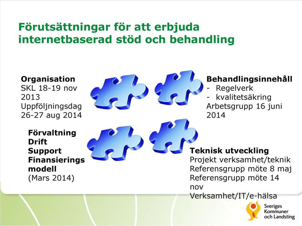 Behandlingsinnehåll - Regelverk - kvalitetsäkring Arbetsgrupp 16 juni 2014 Teknisk utveckling