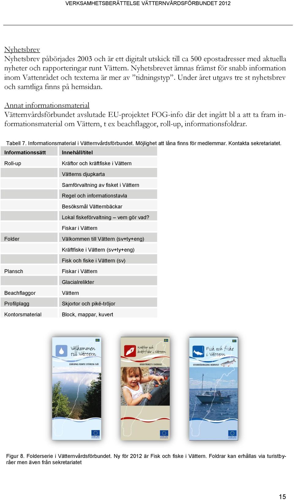 Annat informationsmaterial Vätternvårdsförbundet avslutade EU-projektet FOG-info där det ingått bl a att ta fram informationsmaterial om Vättern, t ex beachflaggor, roll-up, informationsfoldrar.