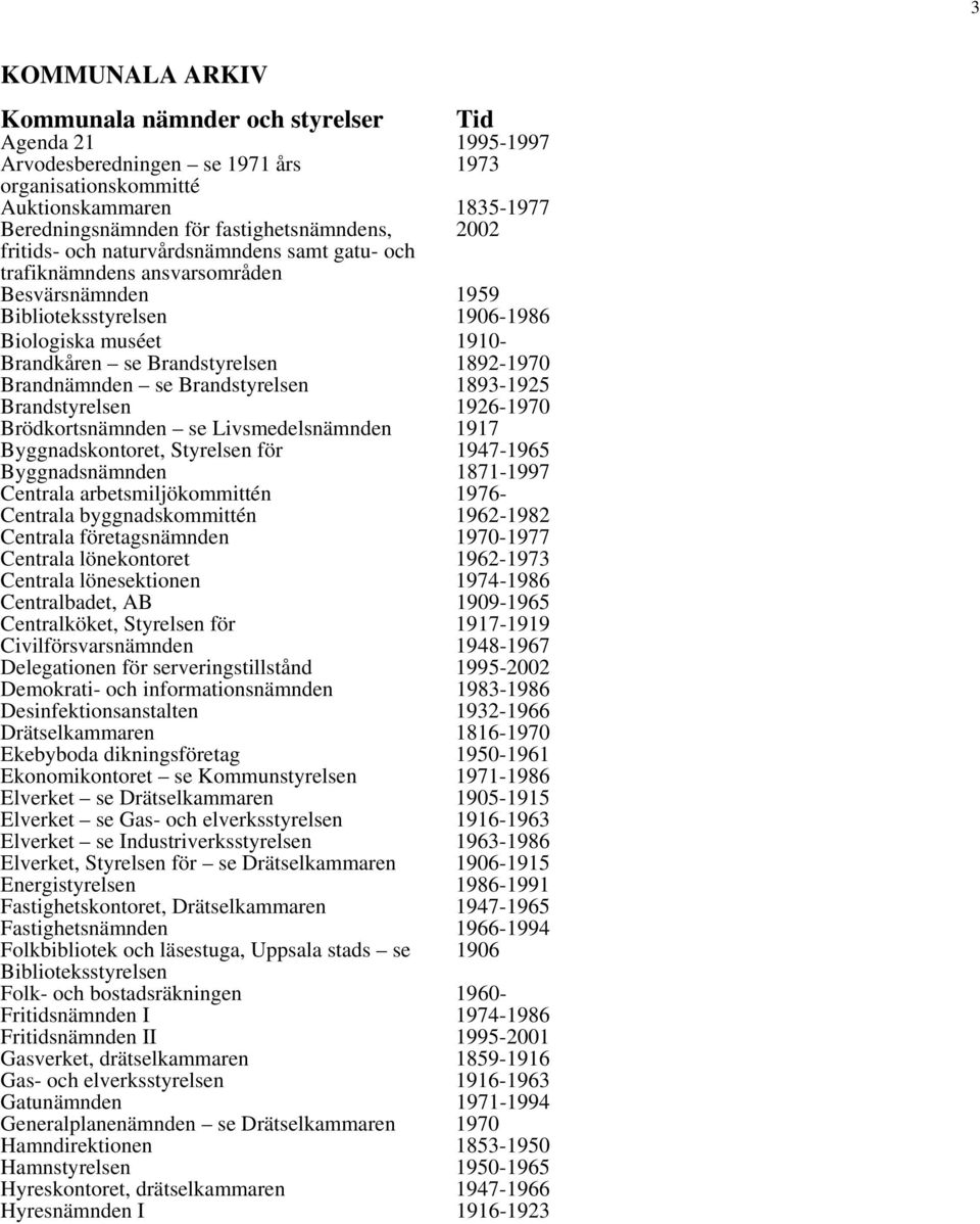 Brandstyrelsen 1892-1970 Brandnämnden se Brandstyrelsen 1893-1925 Brandstyrelsen 1926-1970 Brödkortsnämnden se Livsmedelsnämnden 1917 Byggnadskontoret, Styrelsen för 1947-1965 Byggnadsnämnden