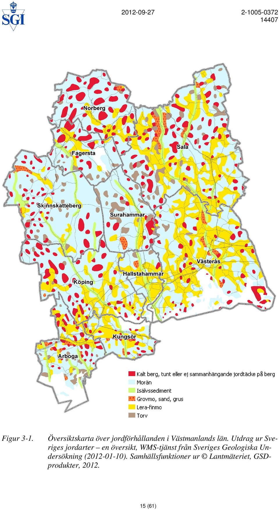 Utdrag ur Sveriges jordarter en översikt, WMS-tjänst från Sveriges