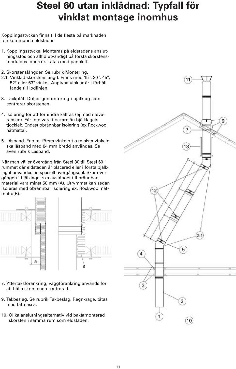 Väggförankring. Se ritning Princip för infästning av Steel 30 och Steel 60 vid sidodragning (sid 12). 13.