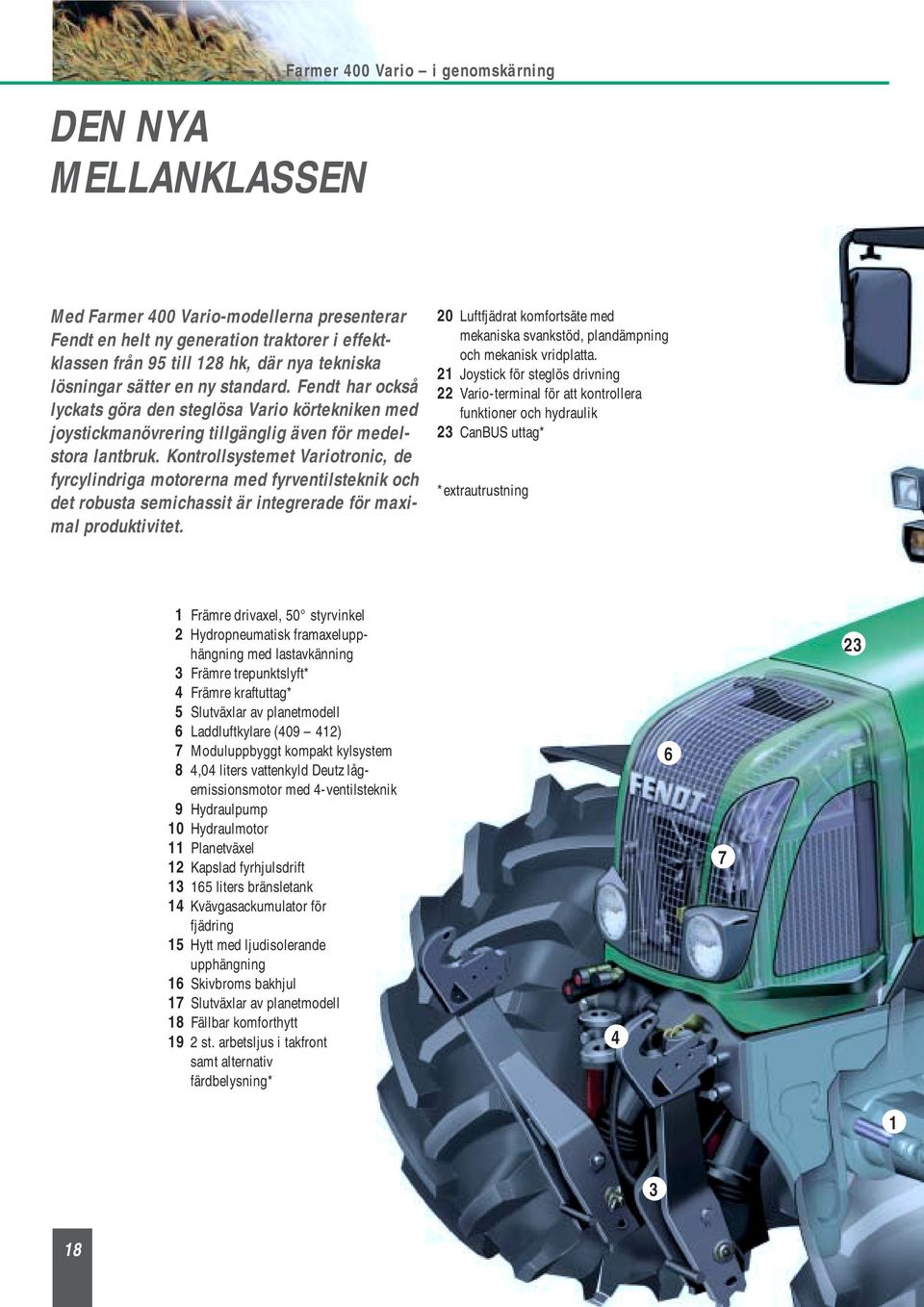 Kontrollsystemet Variotronic, de fyrcylindriga motorerna med fyrventilsteknik och det robusta semichassit är integrerade för maximal produktivitet.