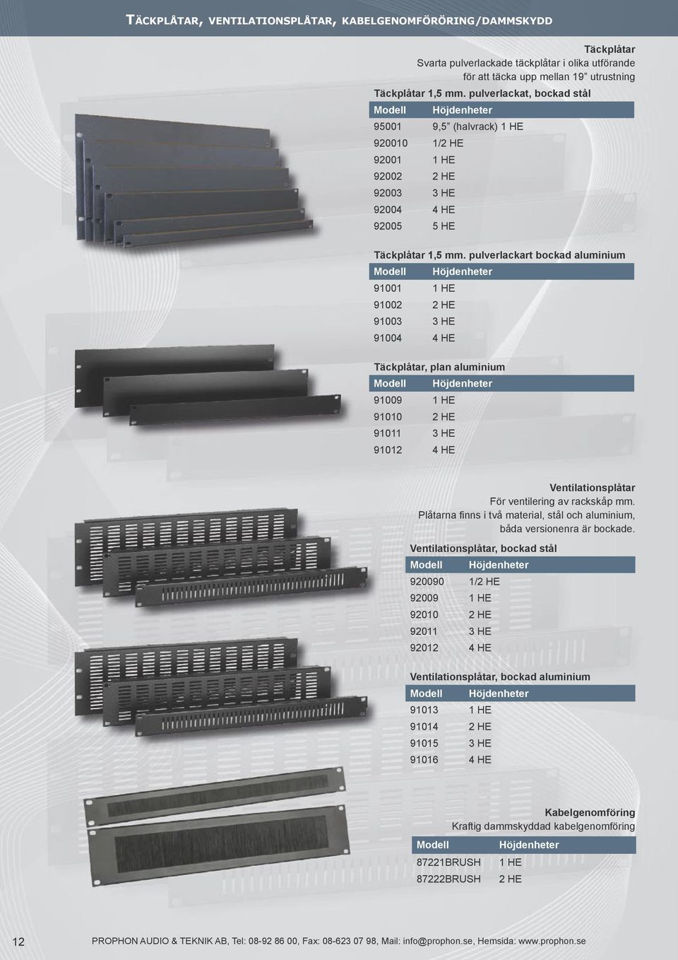 pulverlackart bockad aluminium 91001 1 HE 91002 2 HE 91003 3 HE 91004 4 HE Höjdenheter Täckplåtar, plan aluminium 91009 1 HE 91010 2 HE 91011 3 HE 91012 4 HE Höjdenheter Ventilationsplåtar För