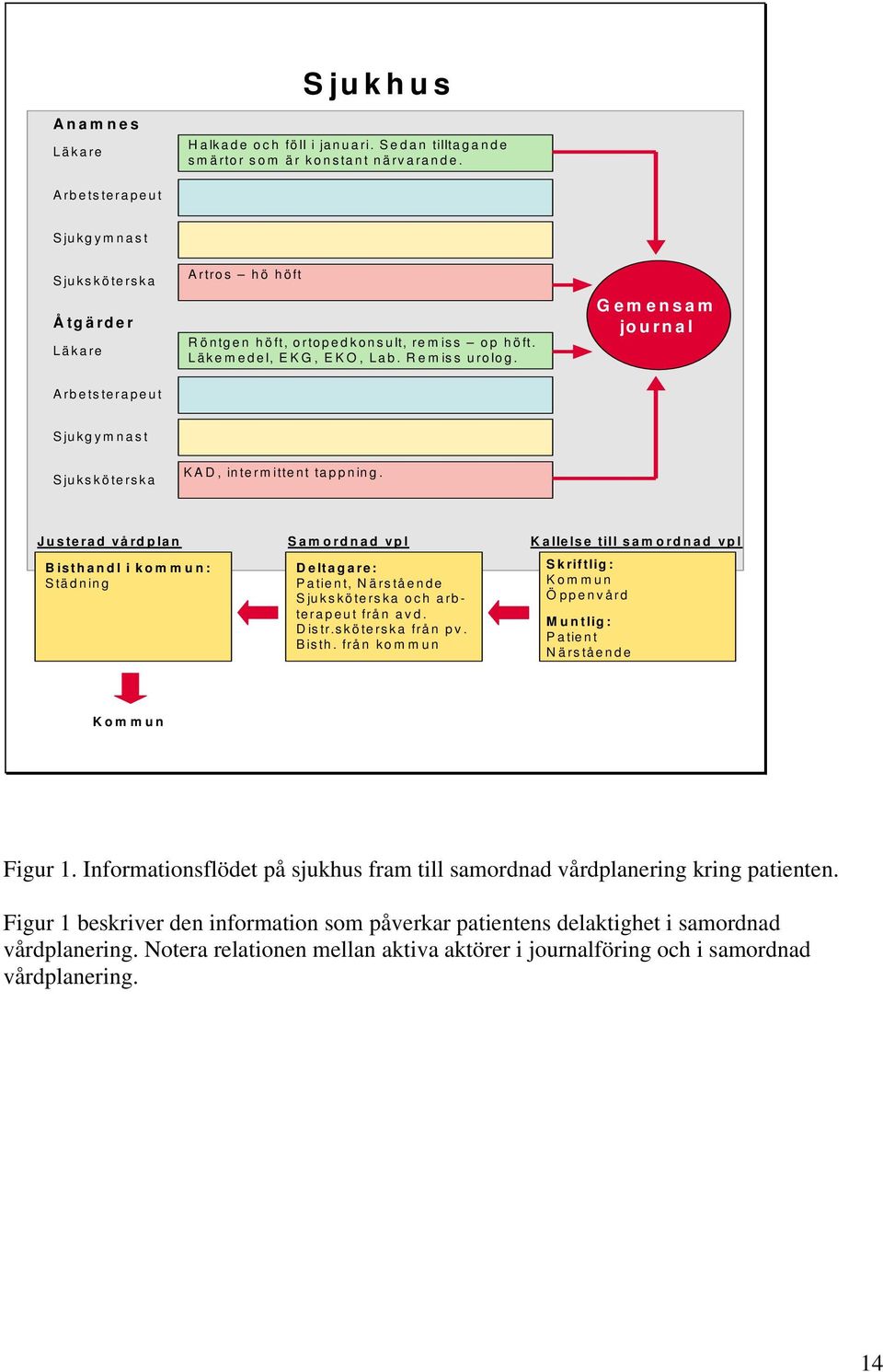 Gemensam journal Arbetsterapeut Sjukgymnast Sjuksköterska KAD, interm ittent tappning.