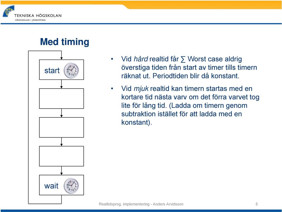 Vid mjuk realtid kan timern startas med en kortare tid nästa varv om det förra varvet tog lite