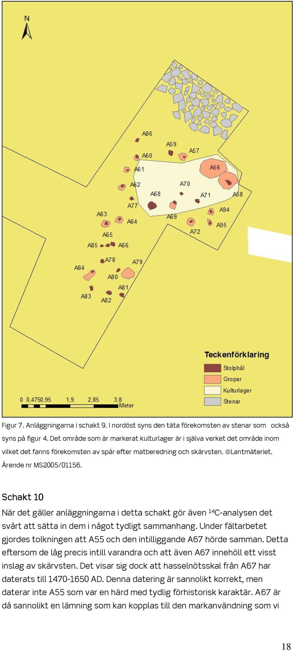 Schakt 10 När det gäller anläggningarna i detta schakt gör även 14 C-analysen det svårt att sätta in dem i något tydligt sammanhang.