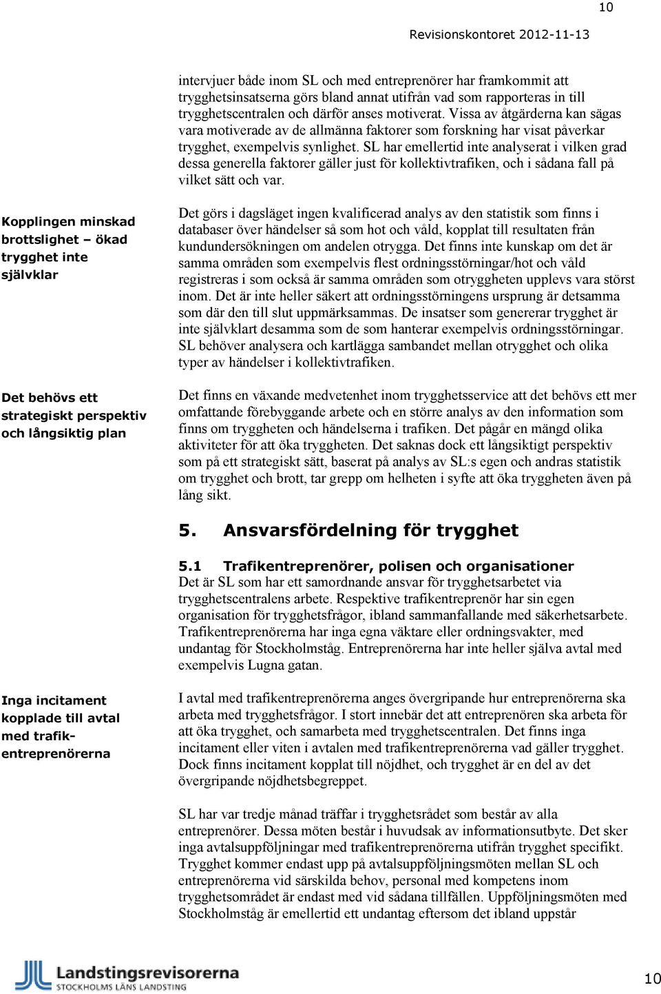 SL har emellertid inte analyserat i vilken grad dessa generella faktorer gäller just för kollektivtrafiken, och i sådana fall på vilket sätt och var.