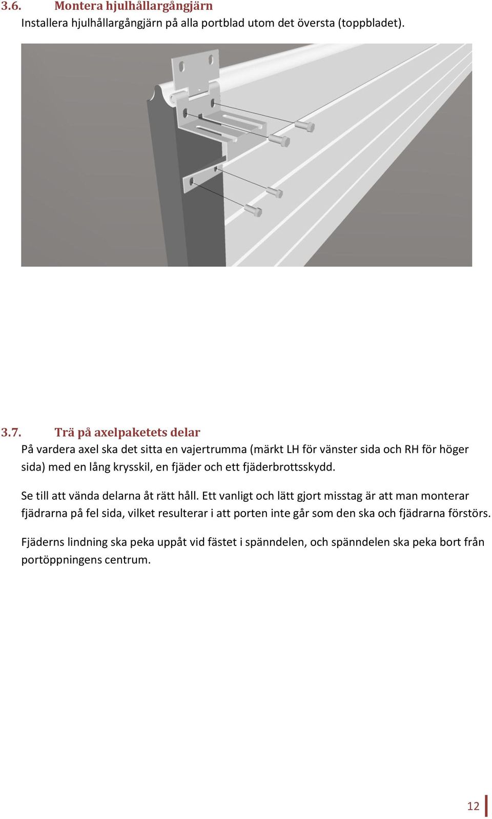 fjäder och ett fjäderbrottsskydd. Se till att vända delarna åt rätt håll.