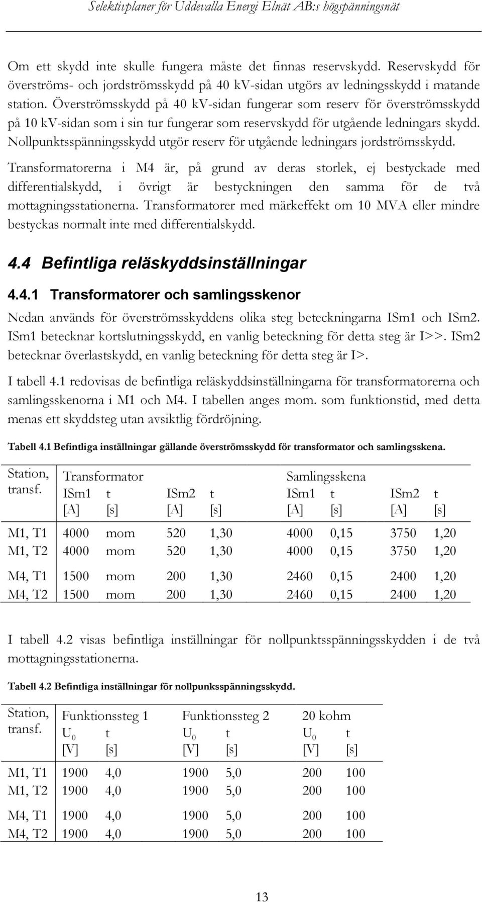 Nollpunktsspänningsskydd utgör reserv för utgående ledningars jordströmsskydd.