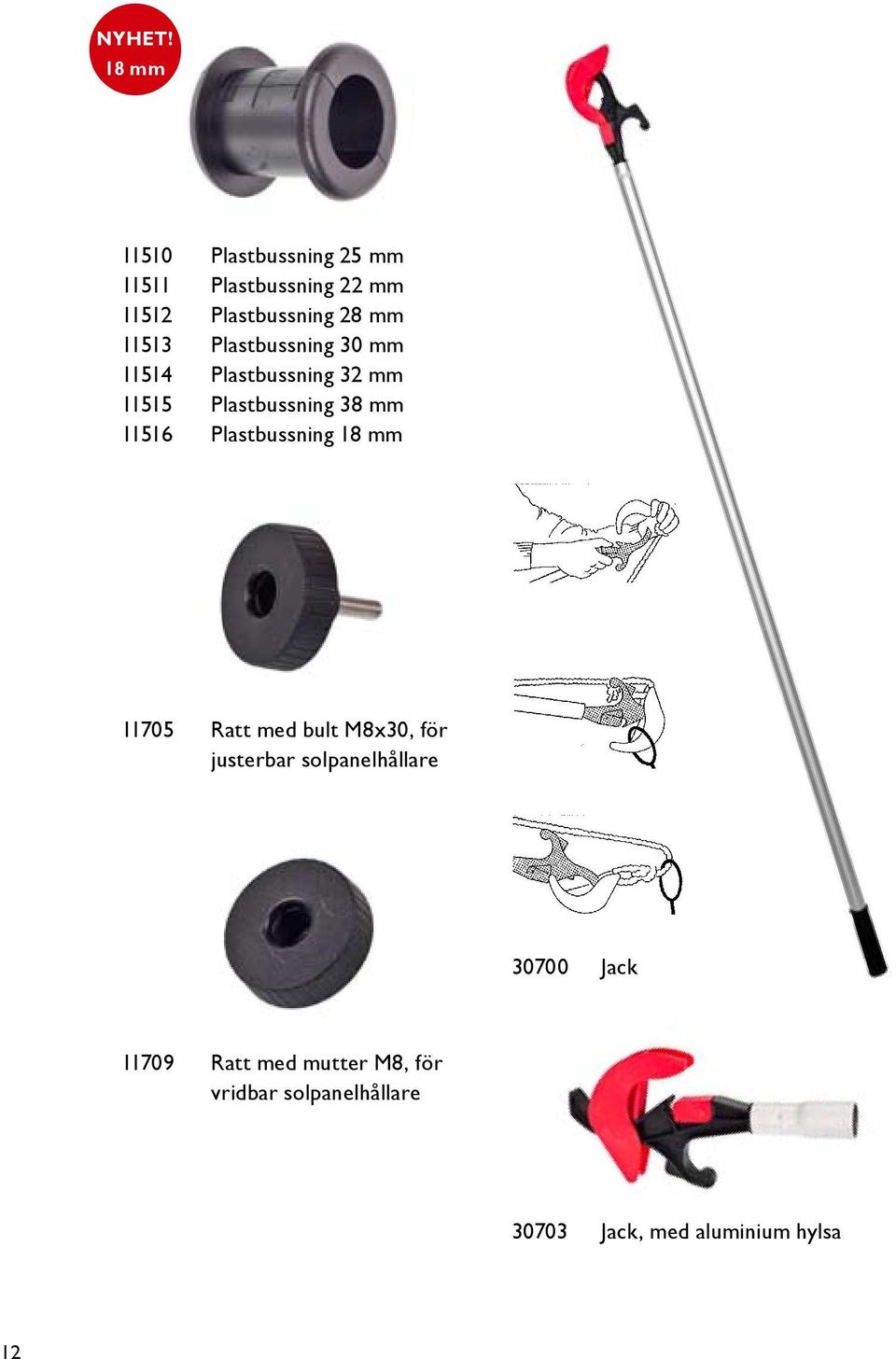 11513 Plastbussning 30 mm 11514 Plastbussning 32 mm 11515 Plastbussning 38 mm 11516