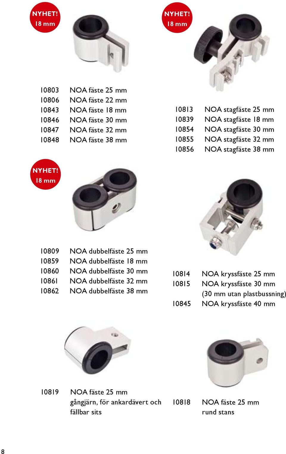 mm 10839 NOA stagfäste 18 mm 10854 NOA stagfäste 30 mm 10855 NOA stagfäste 32 mm 10856 NOA stagfäste 38 mm NYHET!