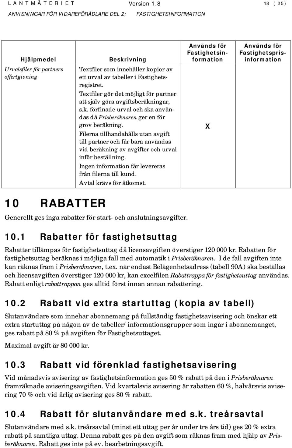 Filerna tillhandahålls utan avgift till partner och får bara användas vid beräkning av avgifter och urval inför beställning. Ingen information får levereras från filerna till kund.