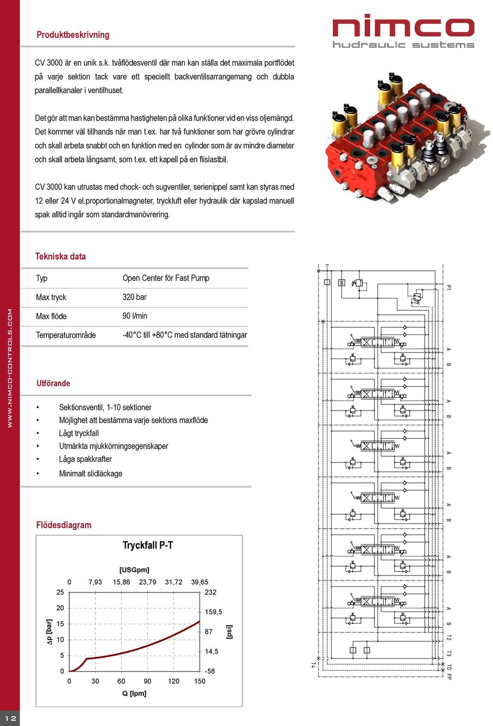 har två funktioner som har grövre cylindrar och skall arbeta snabbt och en funktion med en cylinder som är av mindre diameter och skall arbeta långsamt, som t.ex. ett kapell på en flislastbil.