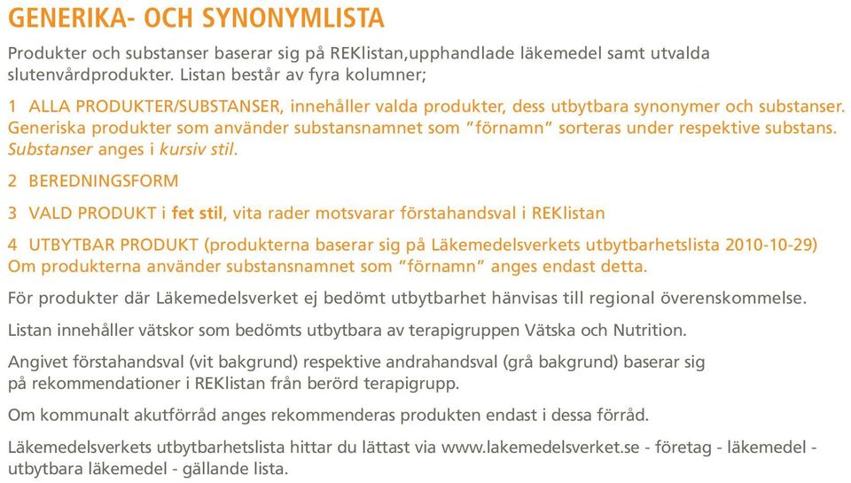 Generiska produkter som använder substansnamnet som förnamn sorteras under respektive substans. Substanser anges i kursiv stil.