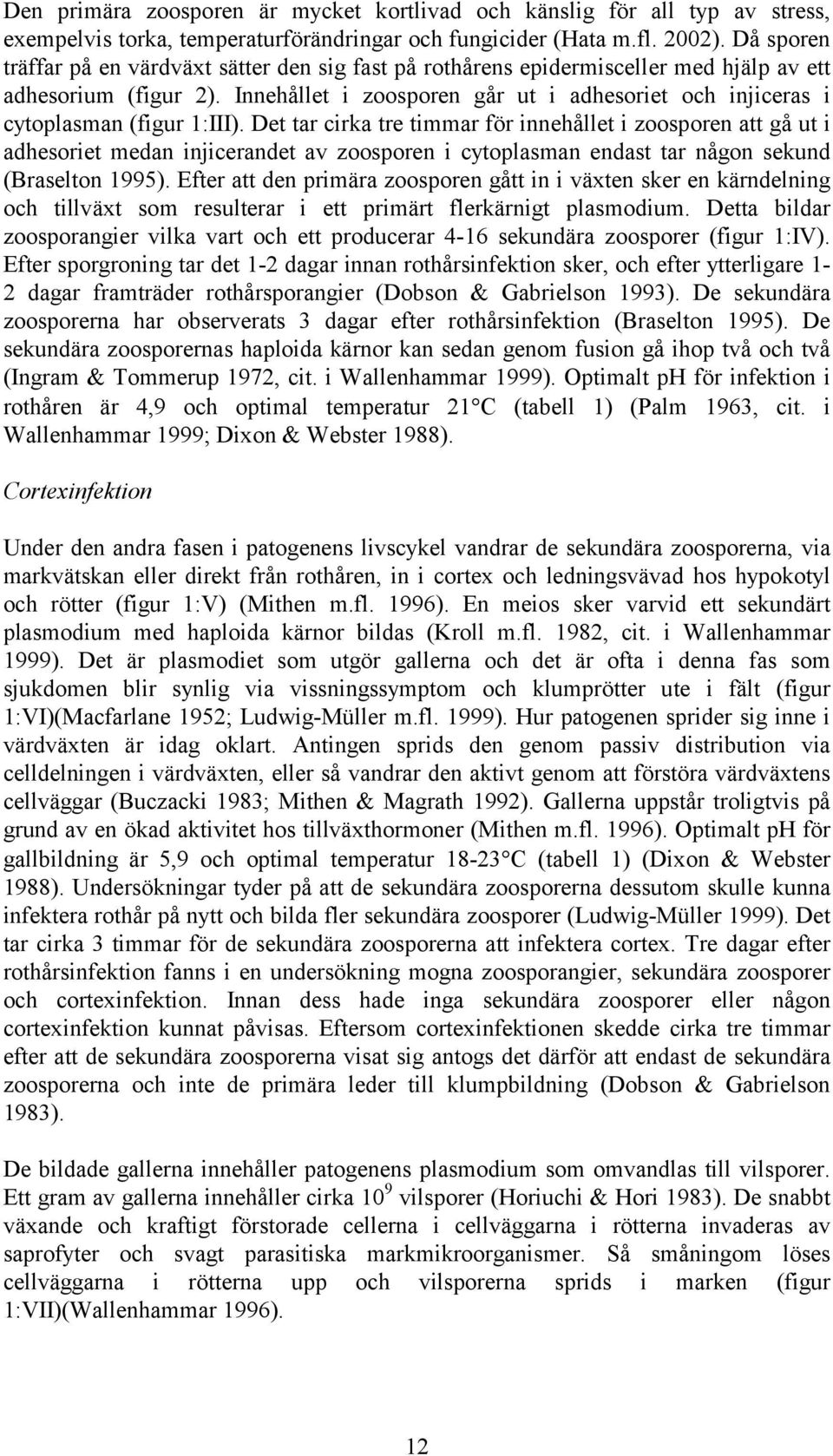 Innehållet i zoosporen går ut i adhesoriet och injiceras i cytoplasman (figur 1:III).