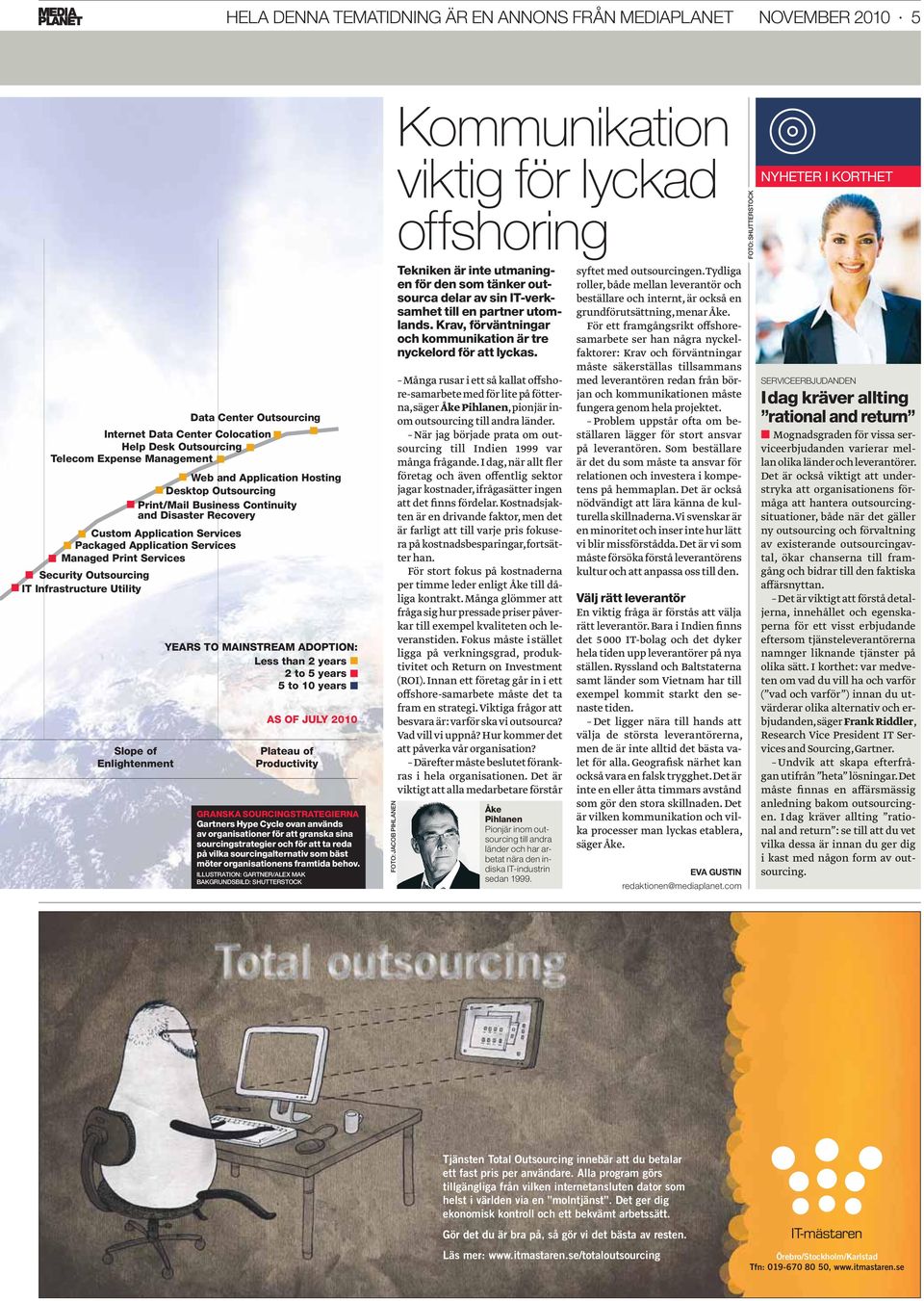 Continuity and Disaster Recovery YEARS TO MAINSTREAM ADOPTION: Less than 2 years 2 to 5 years 5 to 10 years AS OF JULY 2010 Plateau of Productivity GRANSKA SOURCINGSTRATEGIERNA Gartners Hype Cycle