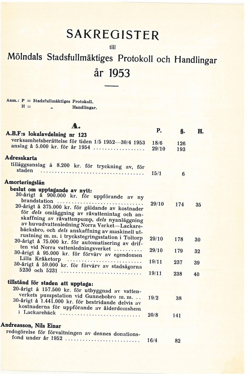 kostnaderna för uppförande av ålderdomshem av huvudva ttenledning Norra Verket Lackare :30-åiigt å 1.441.000 kr. för bestridande delvis av 20-årigt å 375.000 kr. för gäldande av kostnader 20-årigt å 75.