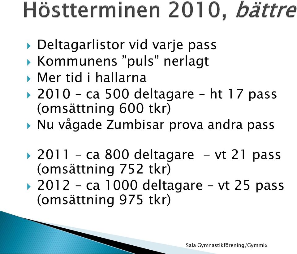 vågade Zumbisar prova andra pass 2011 ca 800 deltagare - vt 21 pass