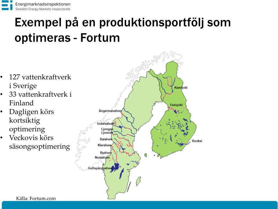 vattenkraftverk i Finland Dagligen körs kortsiktig