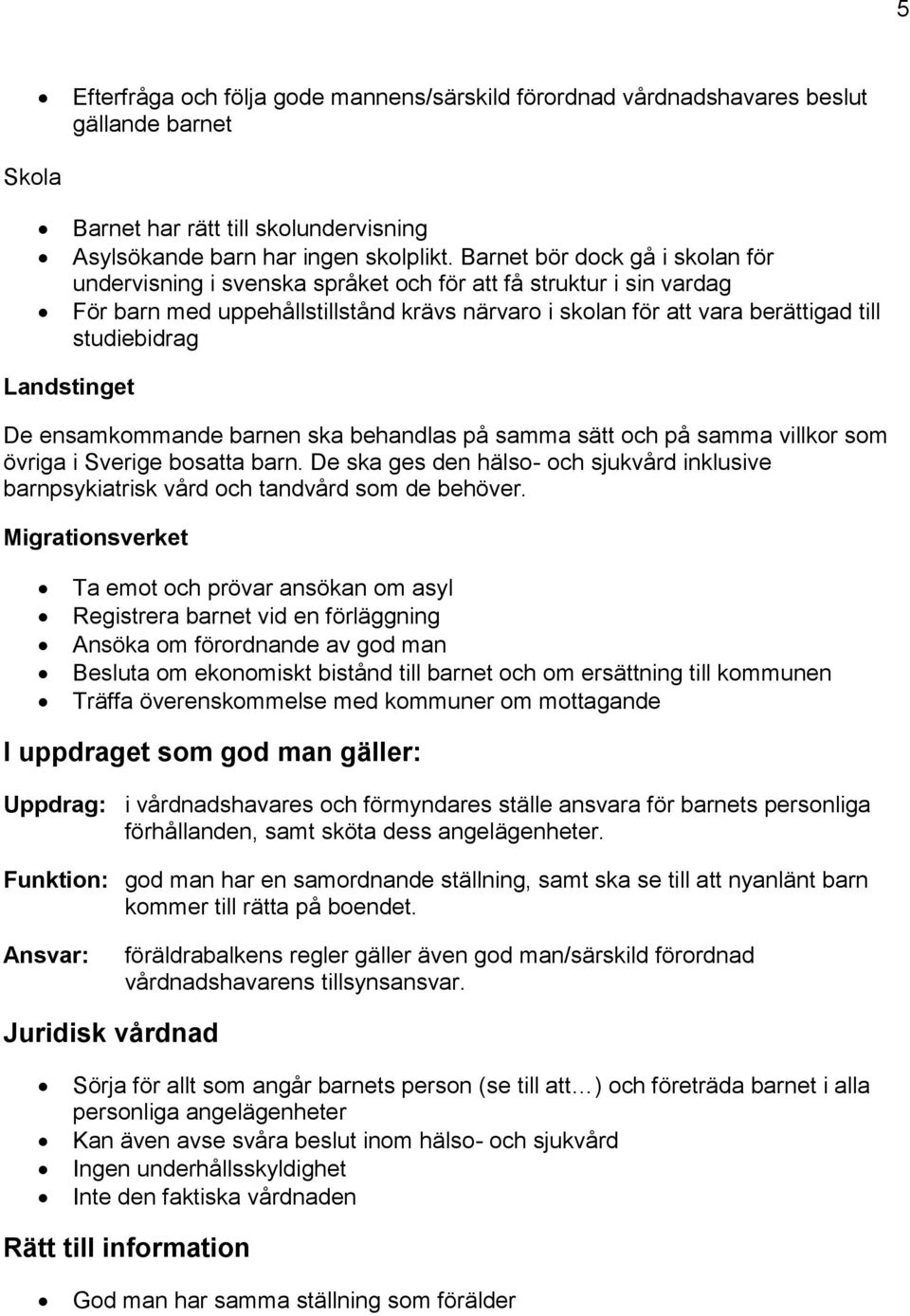 Landstinget De ensamkommande barnen ska behandlas på samma sätt och på samma villkor som övriga i Sverige bosatta barn.