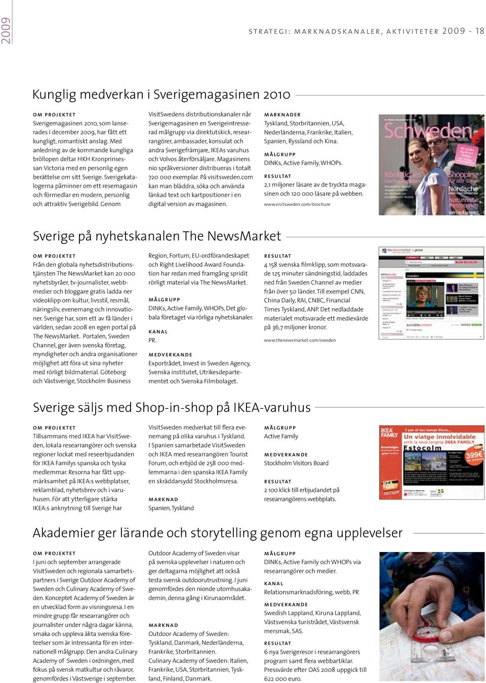 Sverigekatalogerna påminner om ett resemagasin och förmedlar en modern, personlig och attraktiv Sverigebild.