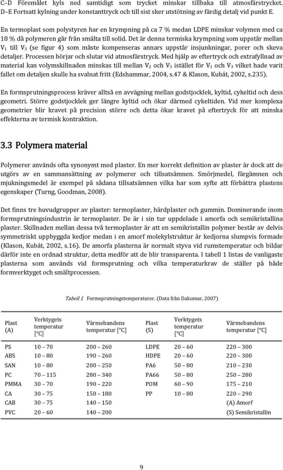 Det är denna termiska krympning som uppstår mellan V 1 till V 3 (se figur 4) som måste kompenseras annars uppstår insjunkningar, porer och skeva detaljer.