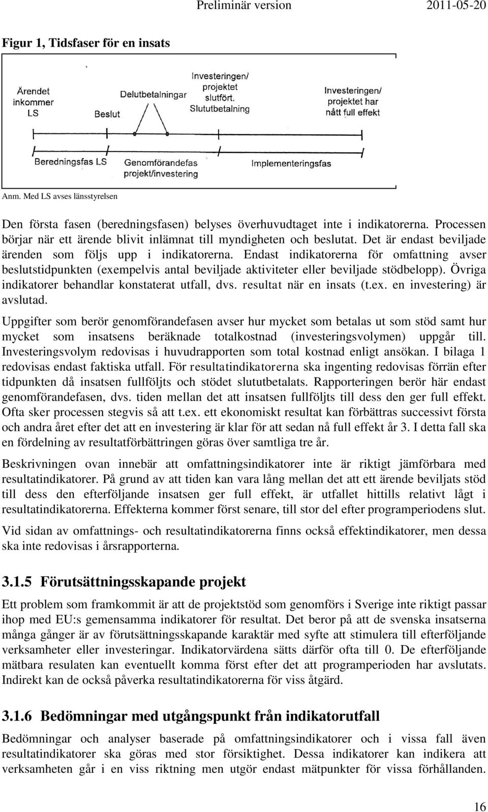 Endast indikatorerna för omfattning avser beslutstidpunkten (exempelvis antal beviljade aktiviteter eller beviljade stödbelopp). Övriga indikatorer behandlar konstaterat utfall, dvs.