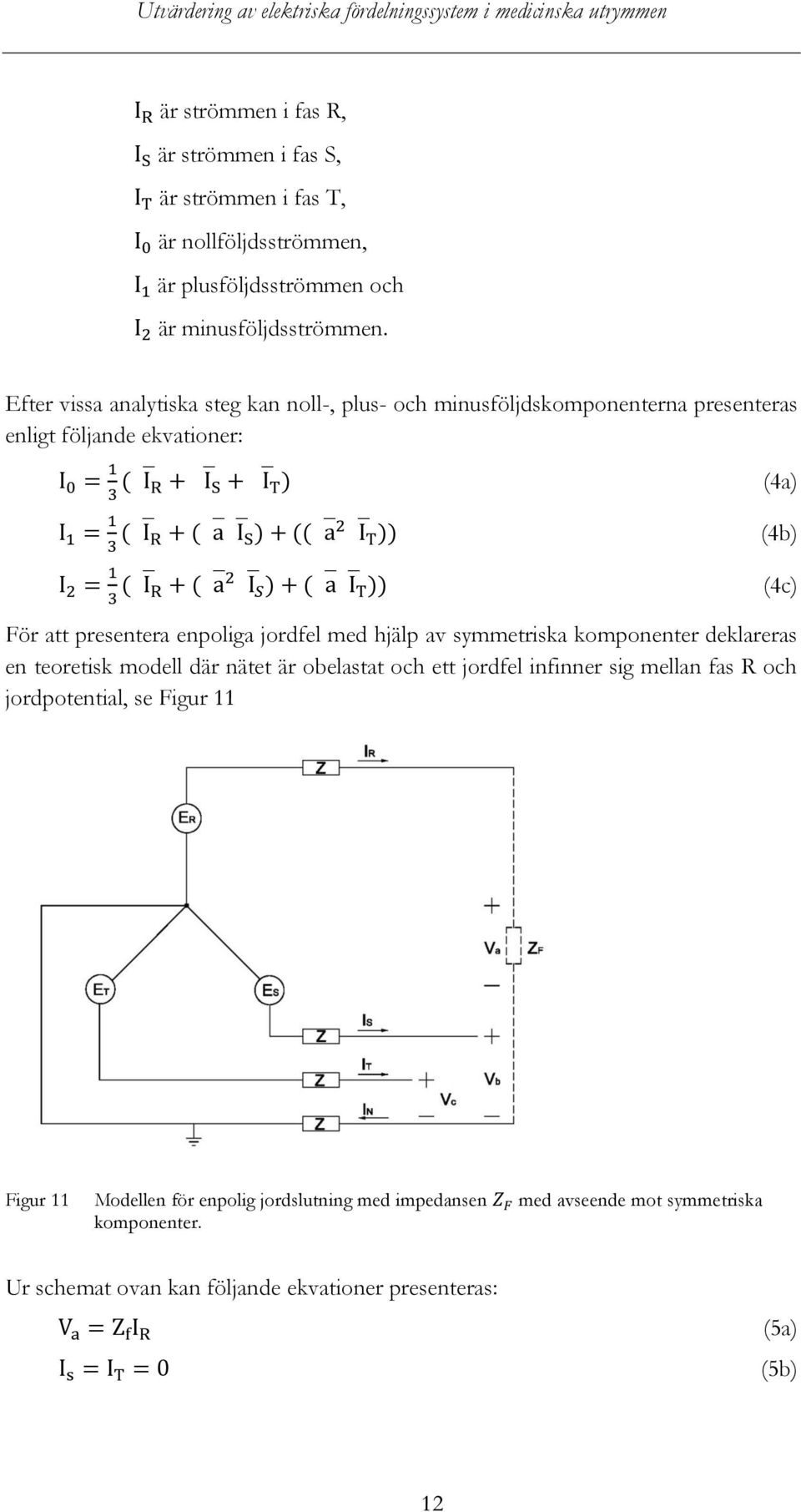 jordfel med hjälp av symmetriska komponenter deklareras en teoretisk modell där nätet är obelastat och ett jordfel infinner sig mellan fas R och