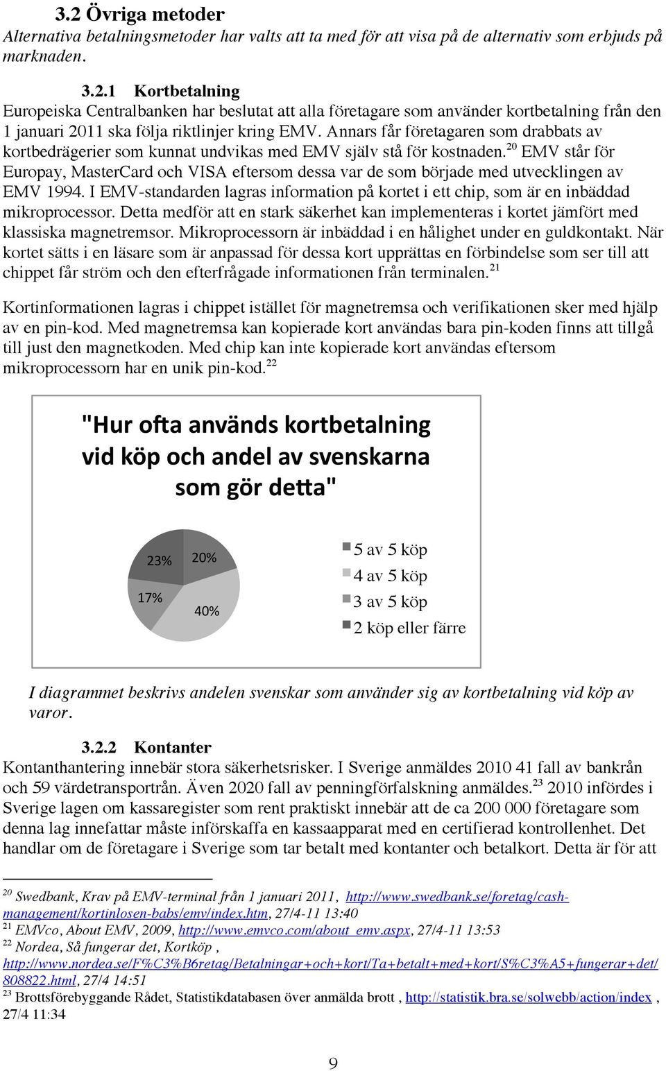 20 EMV står för Europay, MasterCard och VISA eftersom dessa var de som började med utvecklingen av EMV 1994.