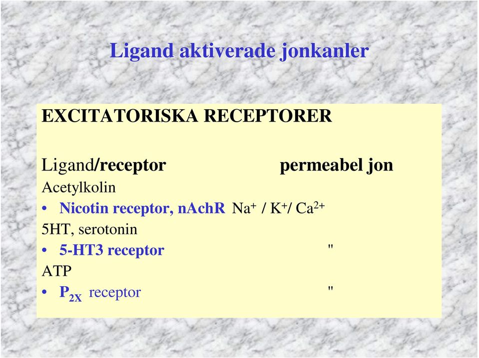 receptor, nachr Na + /K + / Ca 2+ 5HT,