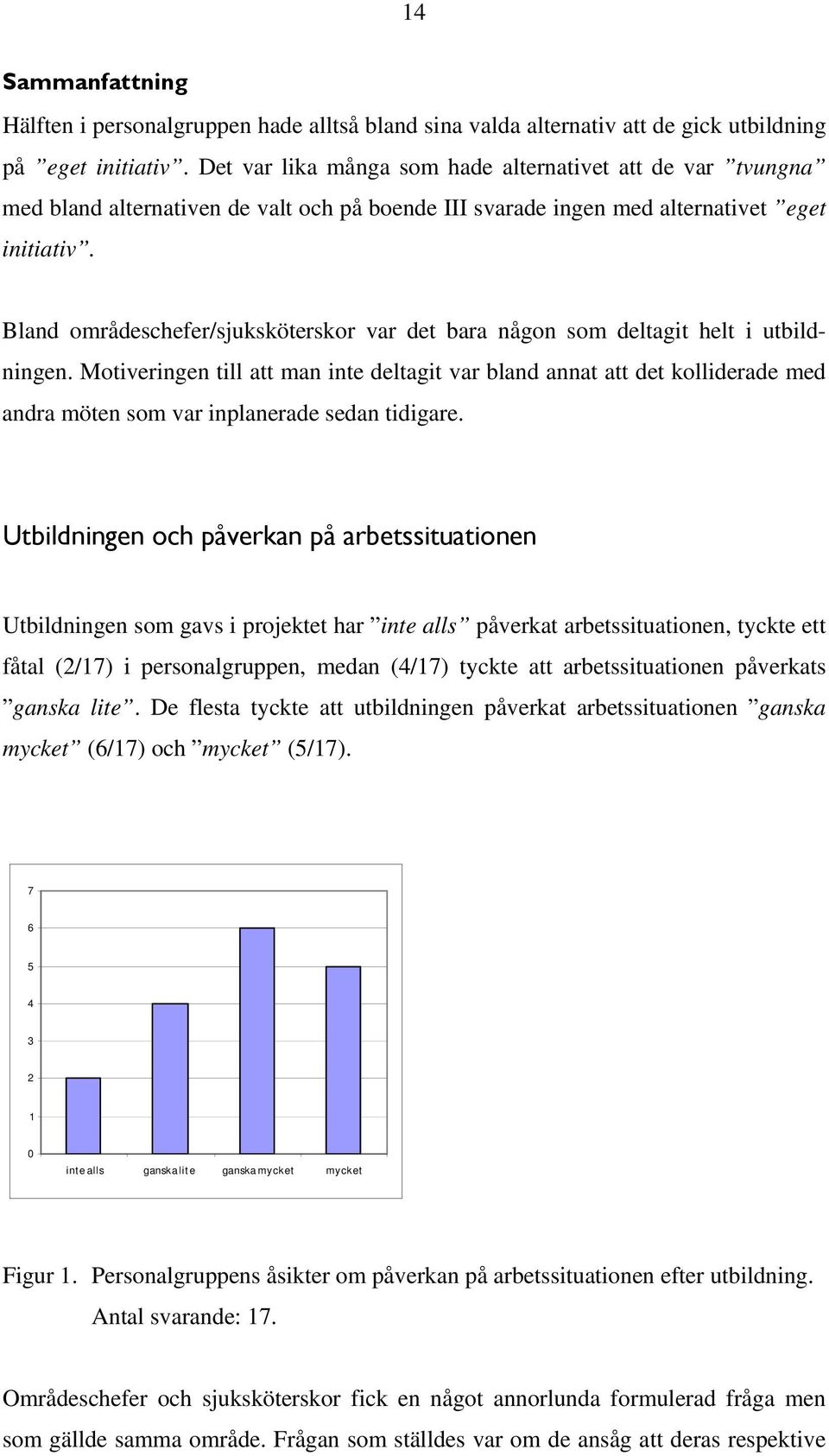 Bland områdeschefer/sjuksköterskor var det bara någon som deltagit helt i utbildningen.