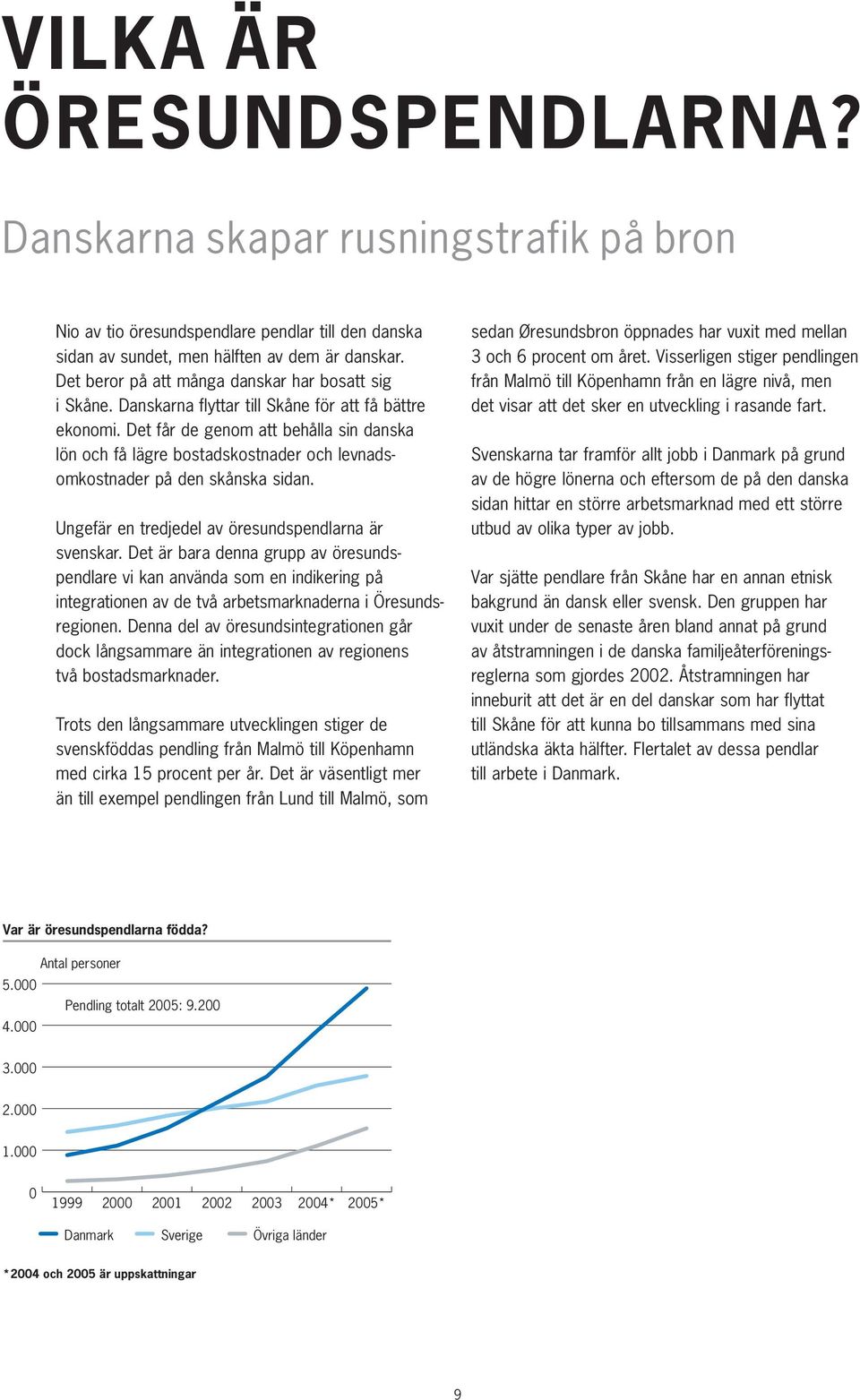 Det får de genom att behålla sin danska lön och få lägre bostadskostnader och levnadsomkostnader på den skånska sidan. Ungefär en tredjedel av öresundspendlarna är svenskar.