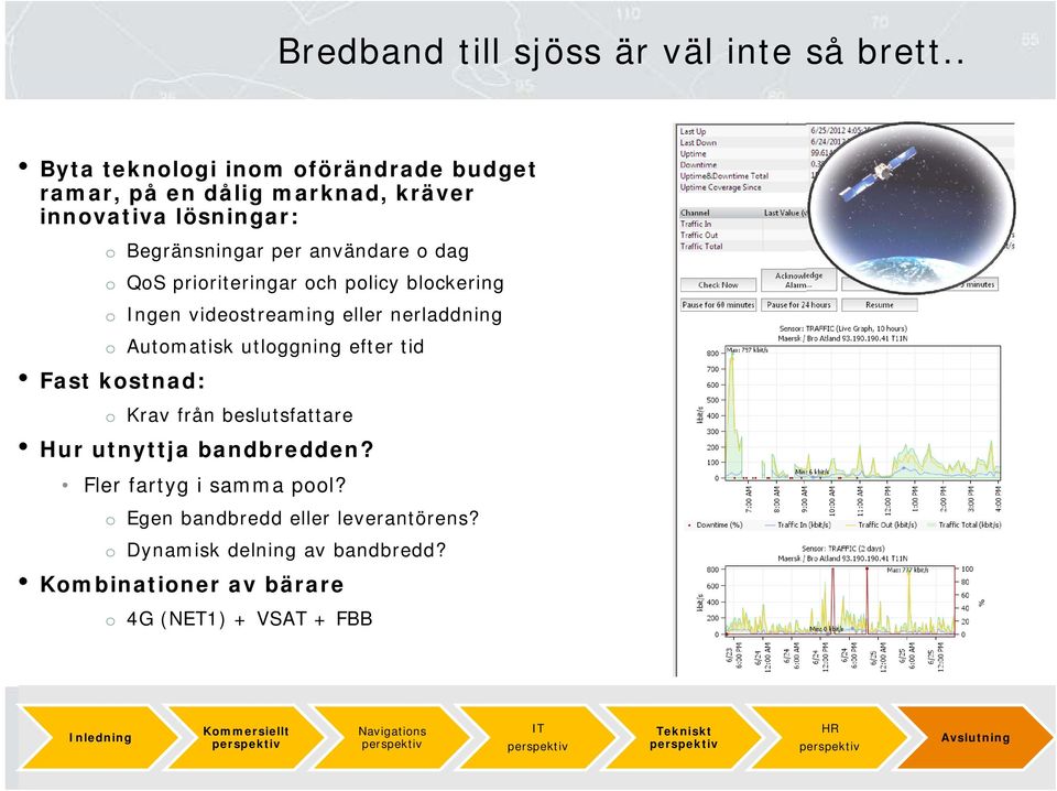 dag o QoS prioriteringar och policy blockering o Ingen videostreaming eller nerladdning o Automatisk utloggning efter tid Fast