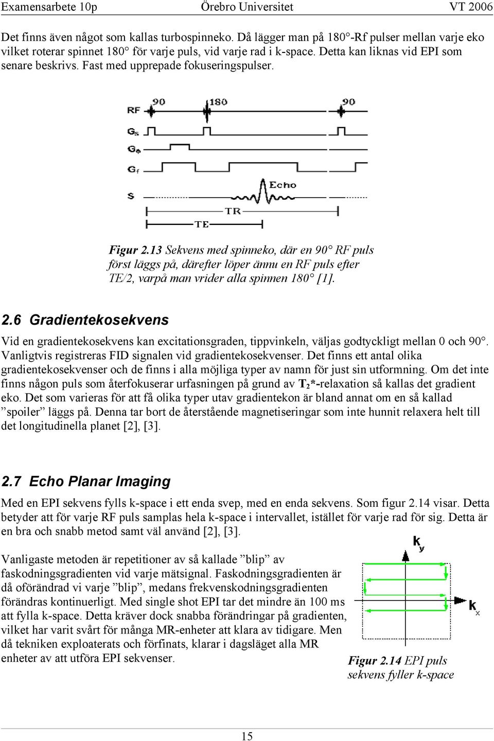 3 Sekvens med spinneko, där en 9 RF puls först läggs på, därefter löper ännu en RF puls efter TE/, varpå man vrider alla spinnen 8 [].