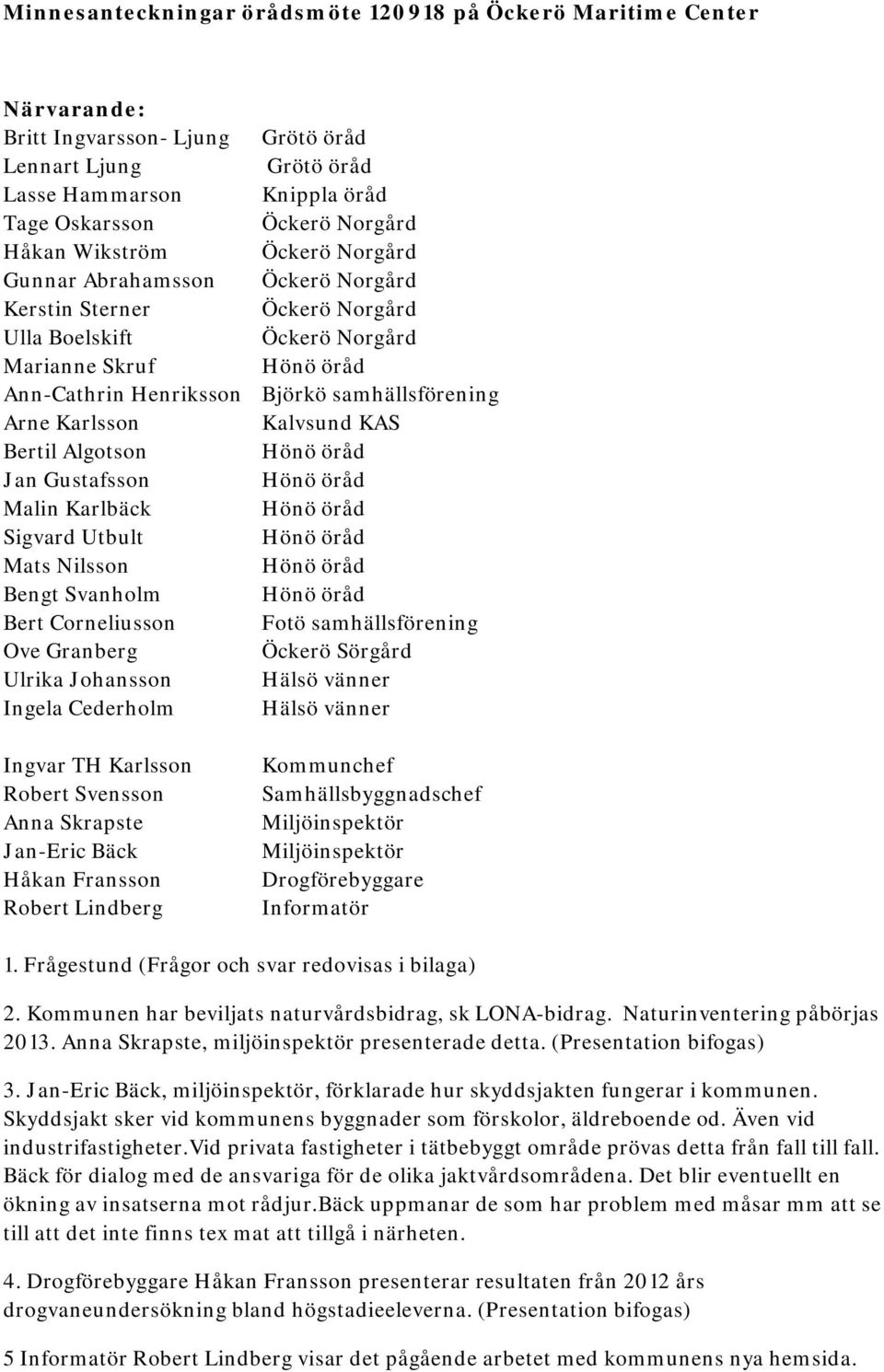 Karlsson Kalvsund KAS Bertil Algotson Hönö öråd Jan Gustafsson Hönö öråd Malin Karlbäck Hönö öråd Sigvard Utbult Hönö öråd Mats Nilsson Hönö öråd Bengt Svanholm Hönö öråd Bert Corneliusson Fotö