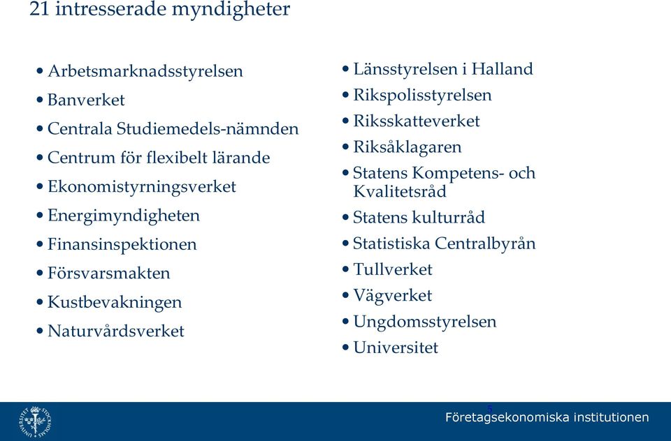 Naturvårdsverket Länsstyrelsen i Halland Rikspolisstyrelsen Riksskatteverket Riksåklagaren Statens