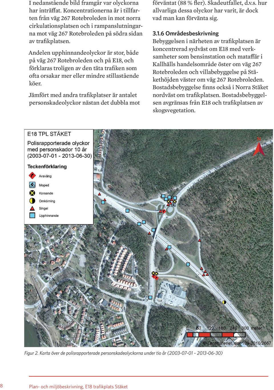 Andelen upphinnandeolyckor är stor, både på väg 267 Rotebroleden och på E18, och förklaras troligen av den täta trafiken som ofta orsakar mer eller mindre stillastående köer.