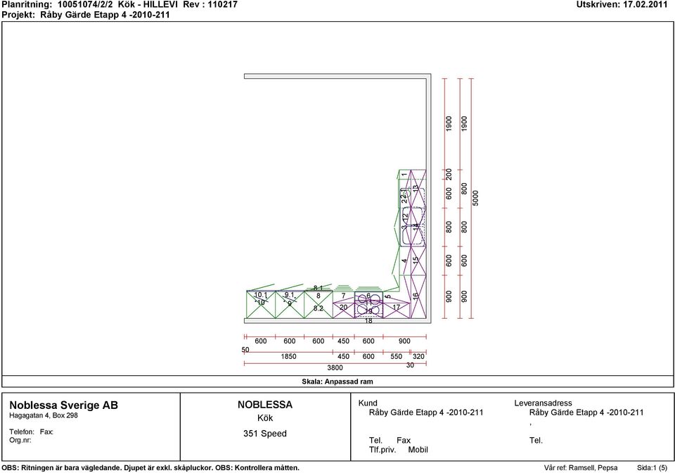 Box 298 Telefon: Fax: Org.nr: NOBLESSA Kök 351 Speed Kund Råby Gärde Etapp 4-2010-211 Tel. Fax Tlf.priv.