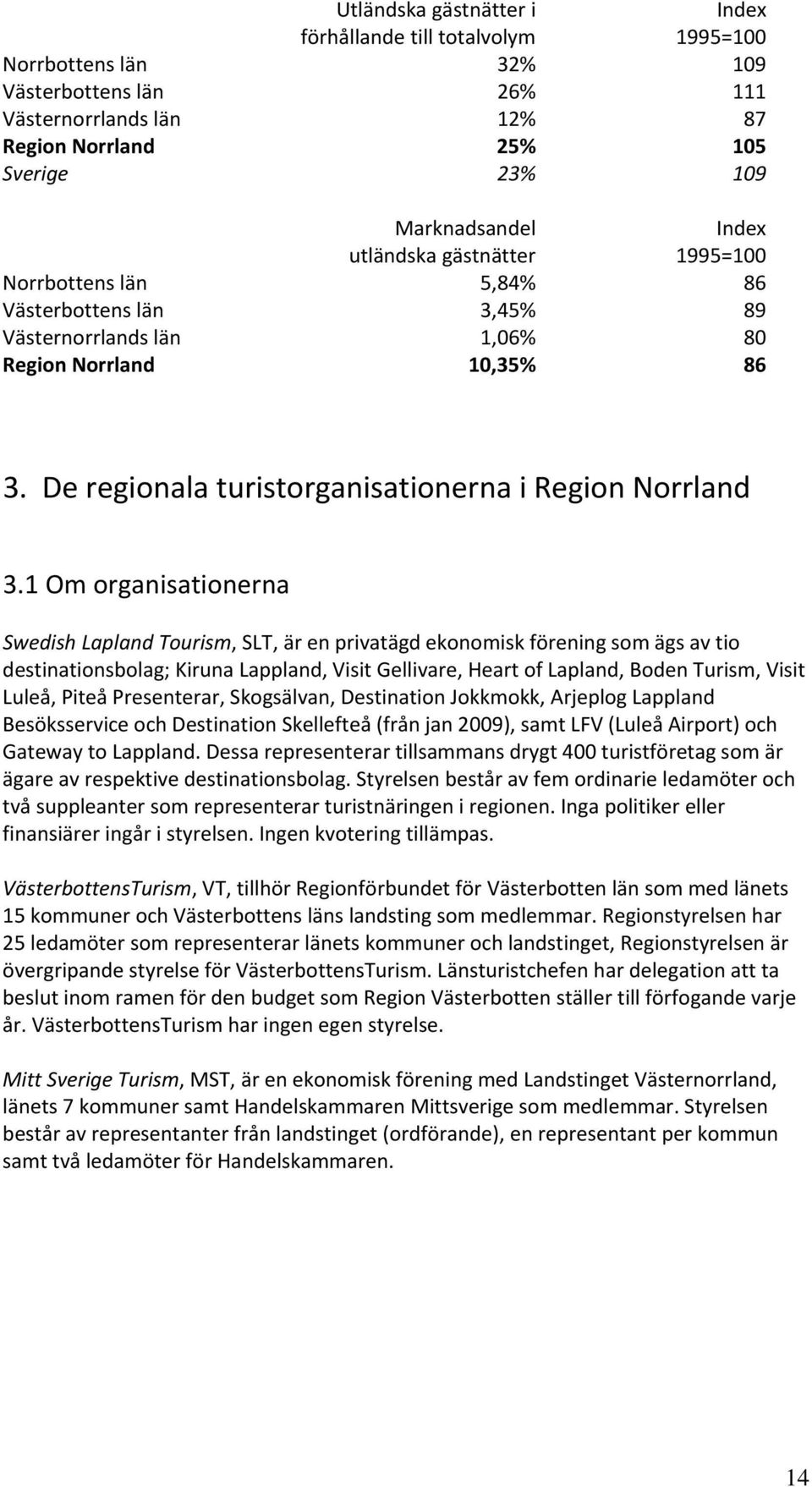 De regionala turistorganisationerna i Region Norrland 3.