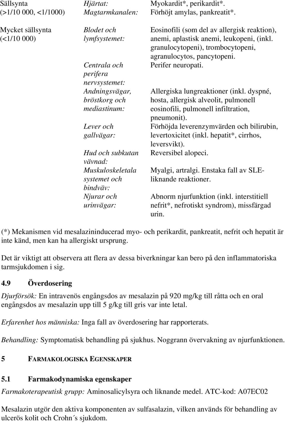 systemet och bindväv: Njurar och urinvägar: Eosinofili (som del av allergisk reaktion), anemi, aplastisk anemi, leukopeni, (inkl. granulocytopeni), trombocytopeni, agranulocytos, pancytopeni.