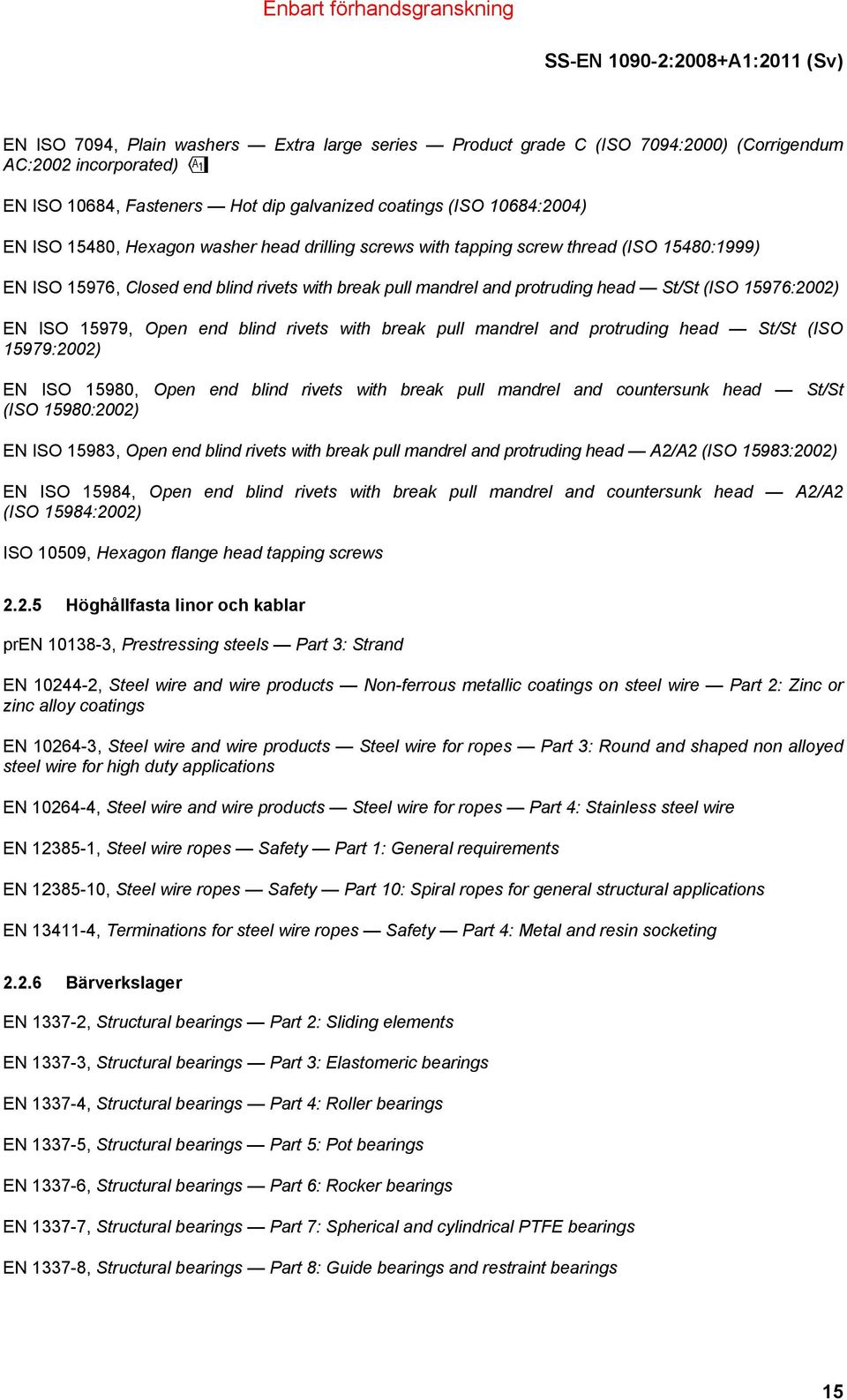 Open end blind rivets with break pull mandrel and protruding head St/St (ISO 15979:2002) EN ISO 15980, Open end blind rivets with break pull mandrel and countersunk head St/St (ISO 15980:2002) EN ISO