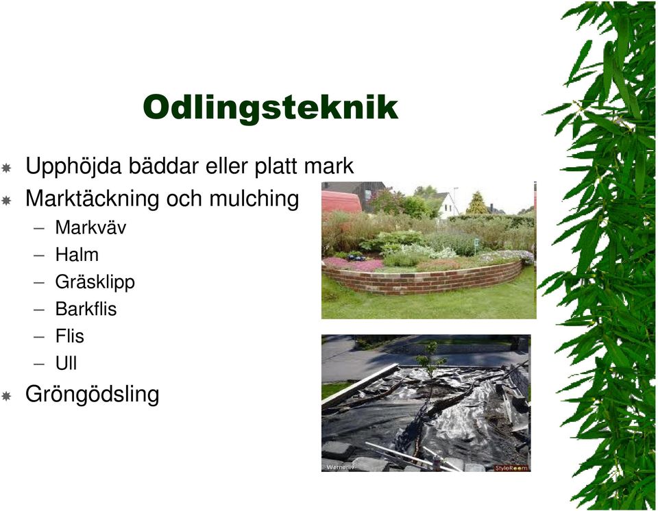 och mulching Markväv Halm