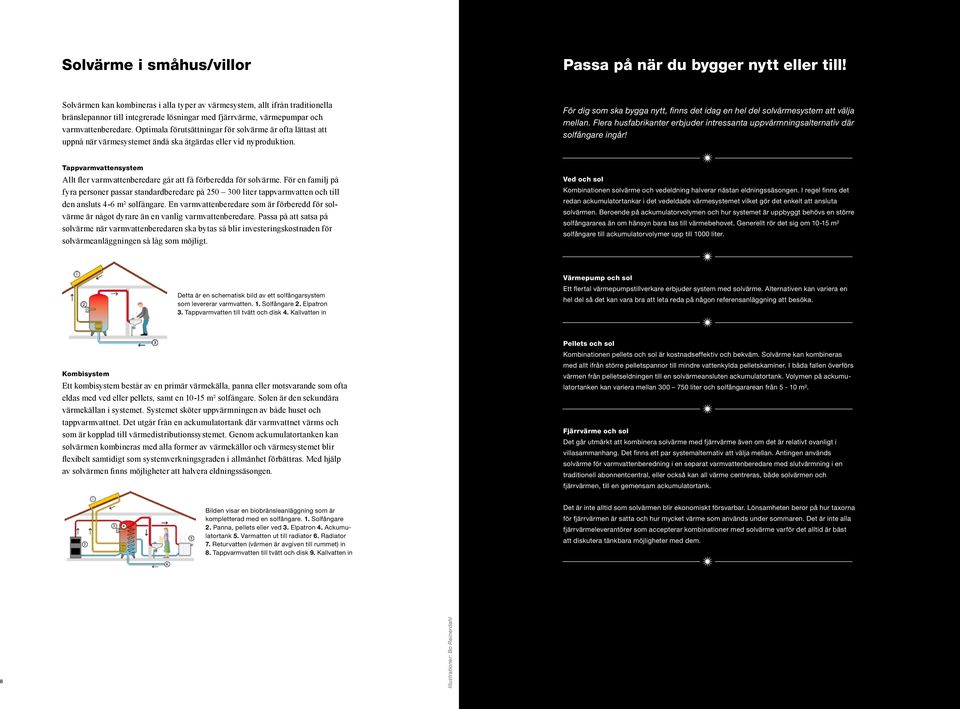 Optimala förutsättningar för solvärme är ofta lättast att uppnå när värmesystemet ändå ska åtgärdas eller vid nyproduktion.