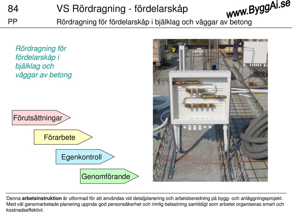 arbetsinstruktion är utformad för att användas vid detaljplanering och arbetsberedning på bygg- och anläggningsprojekt.